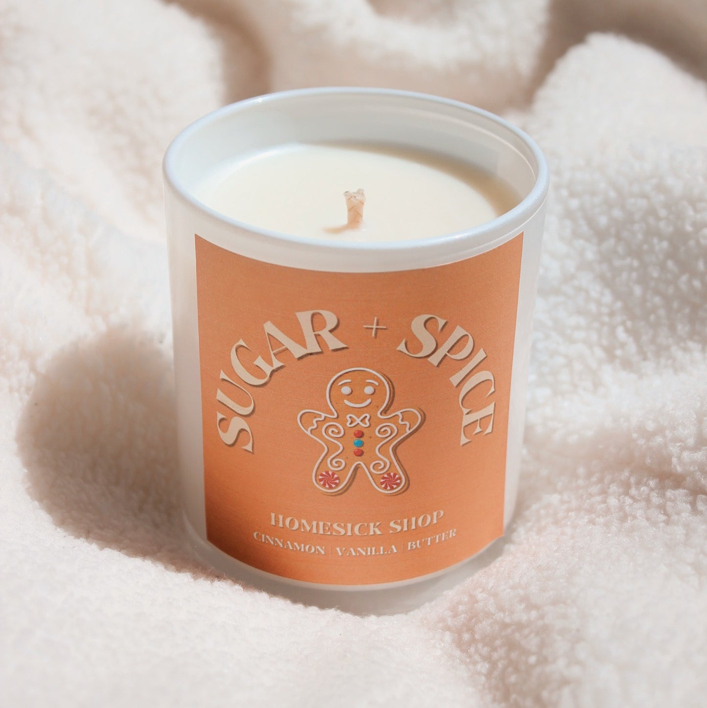 ‘sugar + spice’ candle.