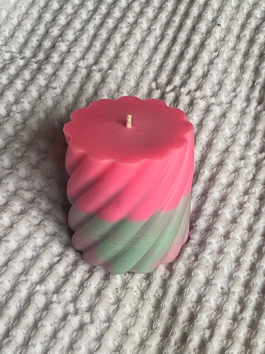 mallow candle | pink, blue + purple
