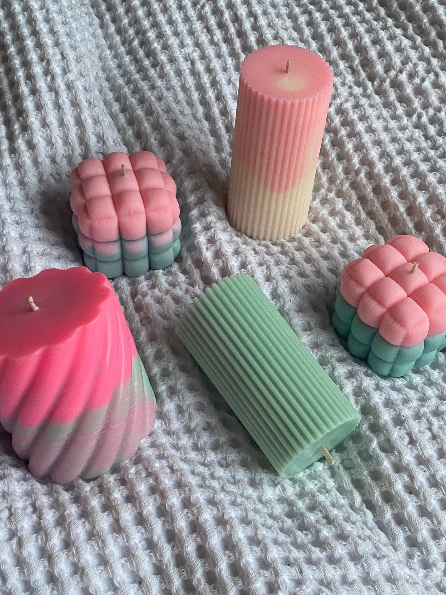 puff candle 1 | baby aqua + pink